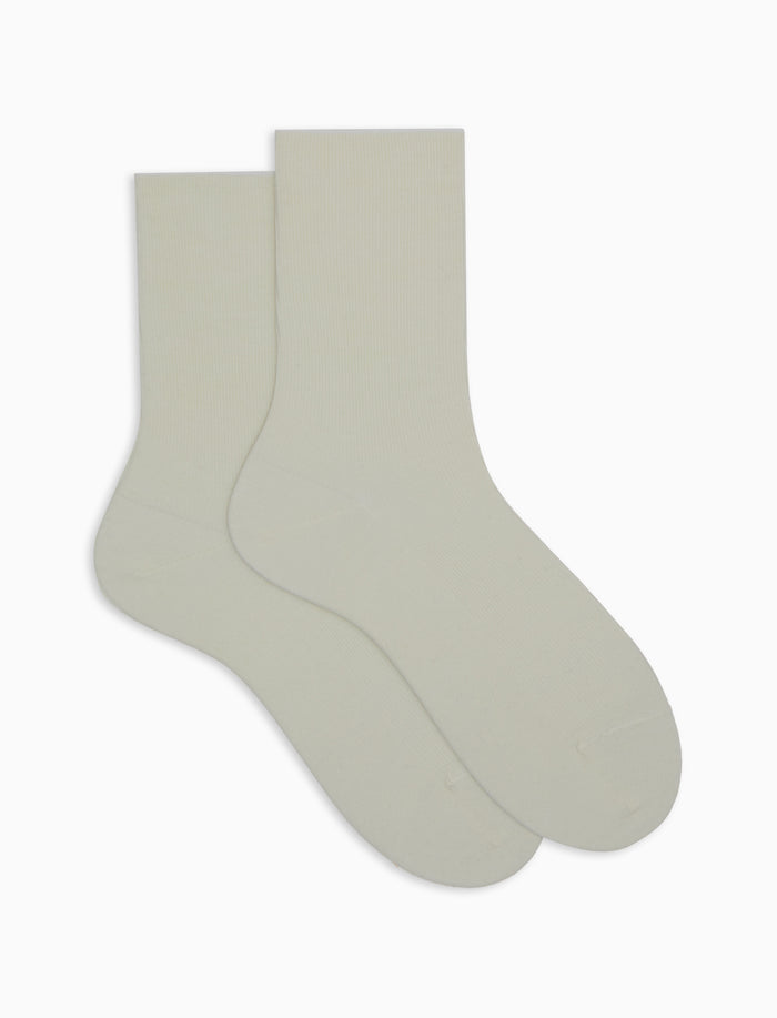 Calze corte donna lana bianco tinta unita a coste - Gallo 1927 - Official Online Shop
