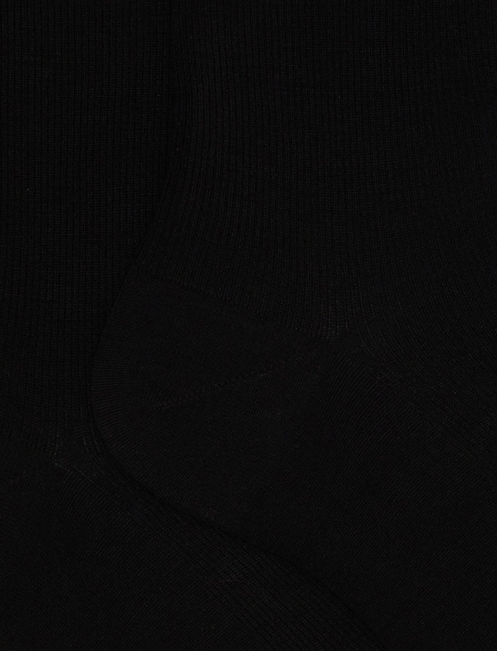 Calze corte donna lana nero tinta unita a coste - Gallo 1927 - Official Online Shop