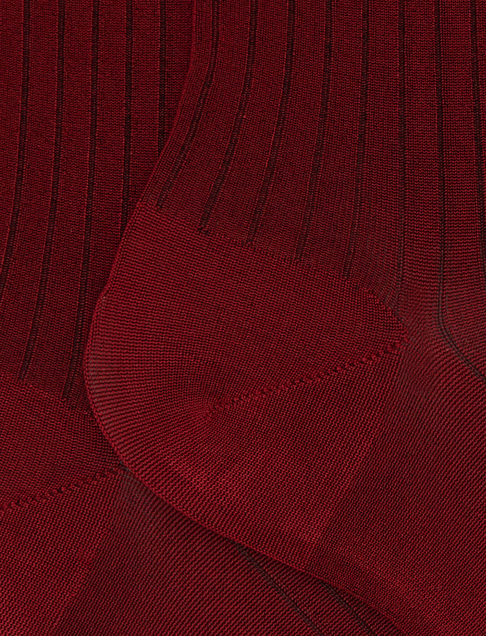 Calze corte donna viscosa rosso tinta unita a coste - Gallo 1927 - Official Online Shop
