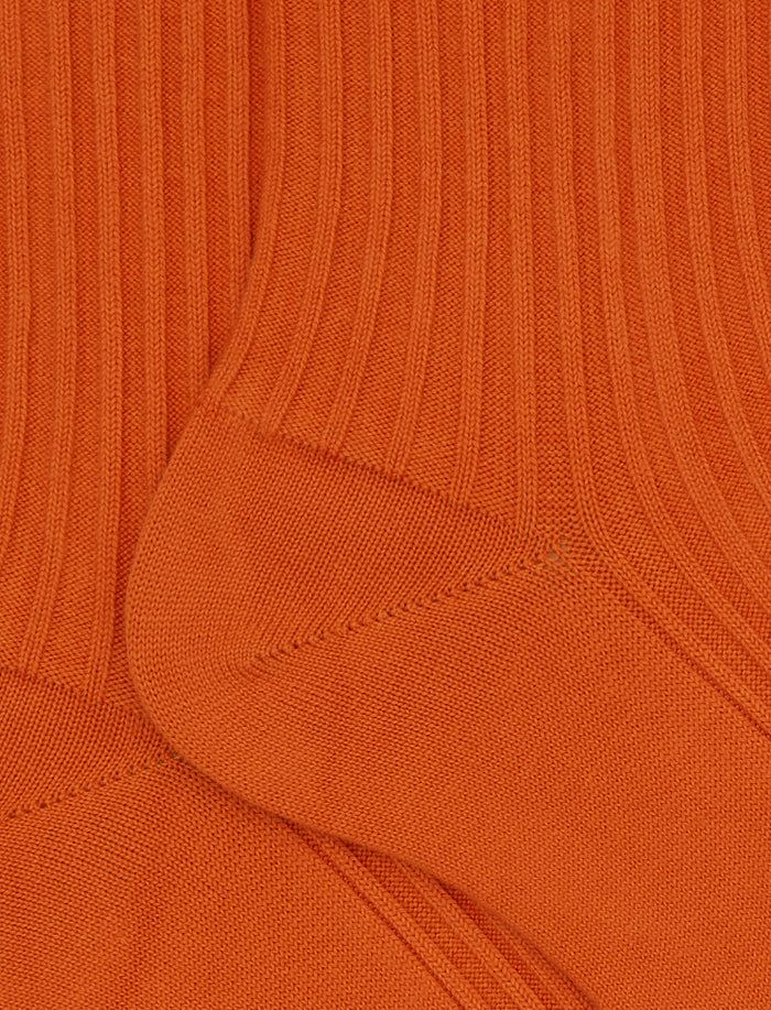 Calze corte unisex cotone twin rib e scritta gallo in punta tinta unita arancio - Gallo 1927 - Official Online Shop