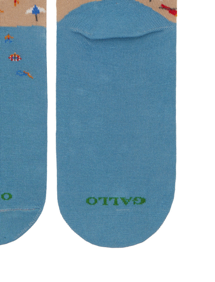 Calze corte uomo cotone azzurro fantasia spiaggia di Forte dei Marmi - Gallo 1927 - Official Online Shop
