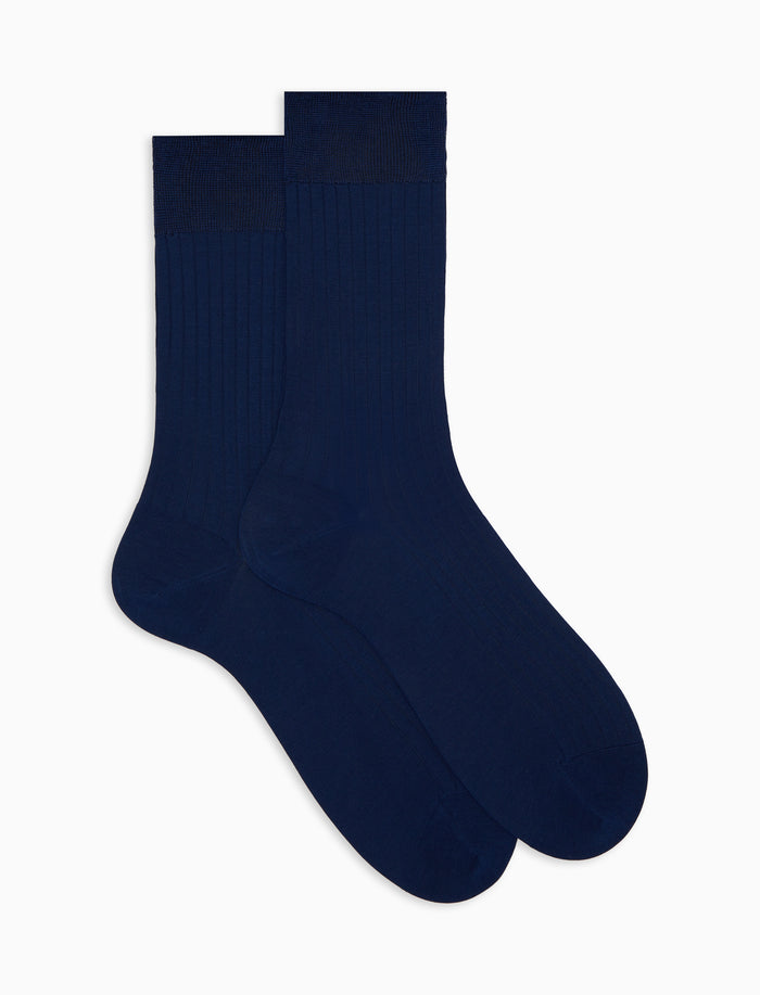 Calze corte uomo cotone costa tinta unita blu - Gallo 1927 - Official Online Shop