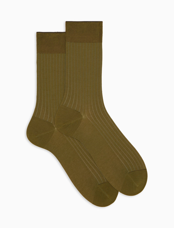 Calze corte uomo cotone costa tinta unita verde - Gallo 1927 - Official Online Shop