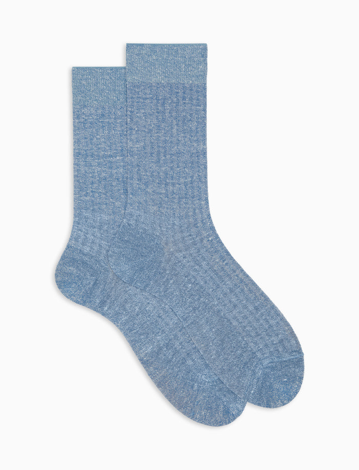 Calze corte uomo cotone e lino costa tinta unita azzurro - Gallo 1927 - Official Online Shop