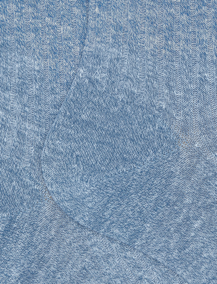 Calze corte uomo cotone e lino costa tinta unita azzurro - Gallo 1927 - Official Online Shop