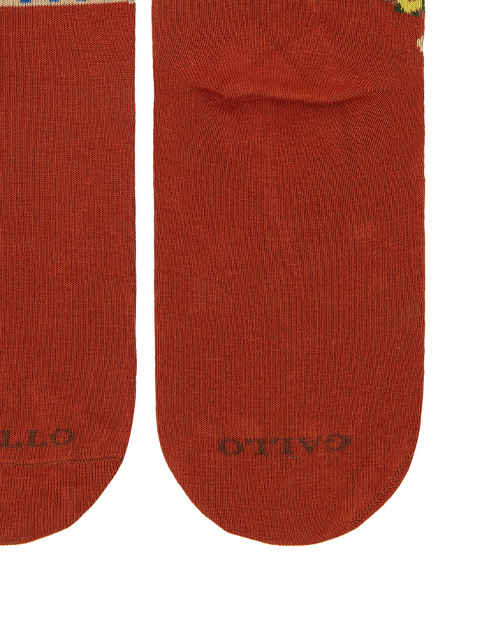 Calze corte uomo cotone marrone fantasia faraglioni di Capri - Gallo 1927 - Official Online Shop