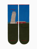 Calze corte uomo cotone verde fantasia Torre di Pisa - Gallo 1927 - Official Online Shop