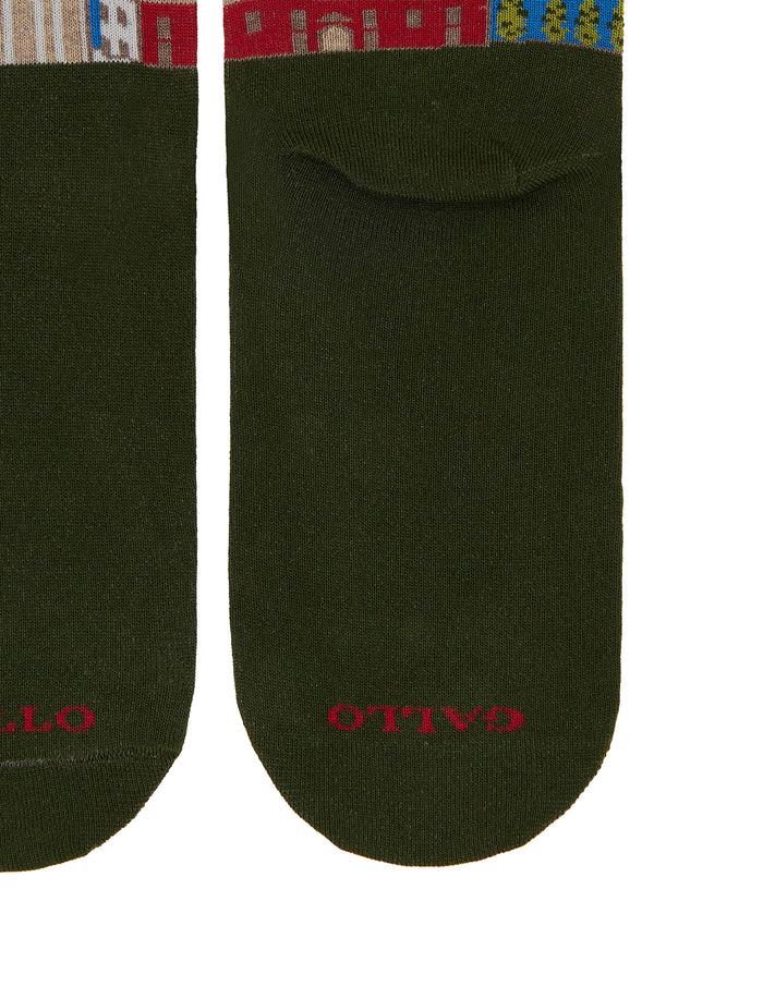 Calze corte uomo cotone verde fantasia Torre di Pisa - Gallo 1927 - Official Online Shop