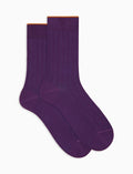 Calze corte uomo cotone viola tinta unita a coste - Gallo 1927 - Official Online Shop