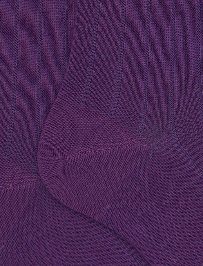 Calze corte uomo cotone viola tinta unita a coste - Gallo 1927 - Official Online Shop