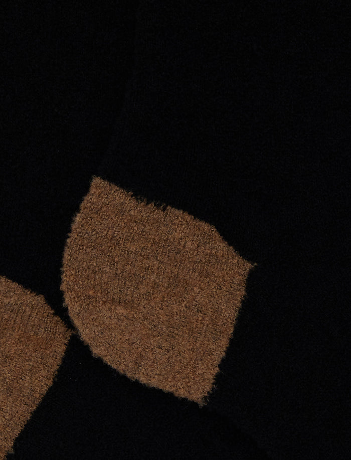 Calze corte uomo lana bouclé nero tinta unita e contrasti - Gallo 1927 - Official Online Shop