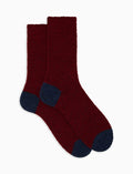 Calze corte uomo lana bouclé rosso tinta unita e contrasti - Gallo 1927 - Official Online Shop