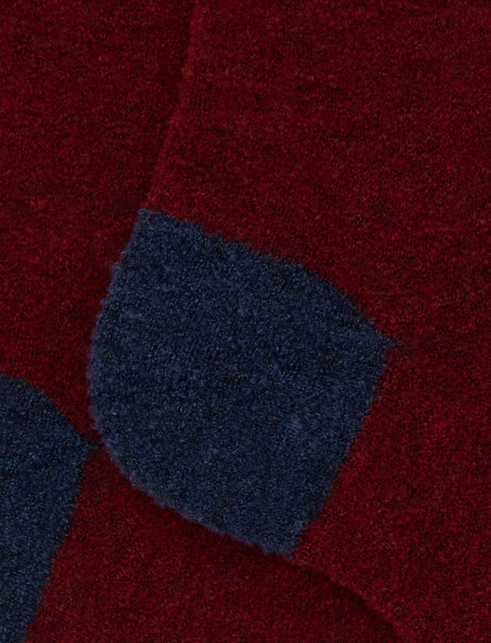 Calze corte uomo lana bouclé rosso tinta unita e contrasti - Gallo 1927 - Official Online Shop