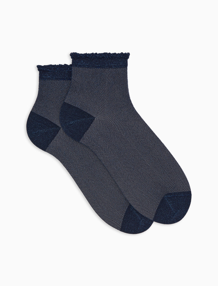 Calze cortissime donna tinta unita blu con effetto scintillante - Gallo 1927 - Official Online Shop