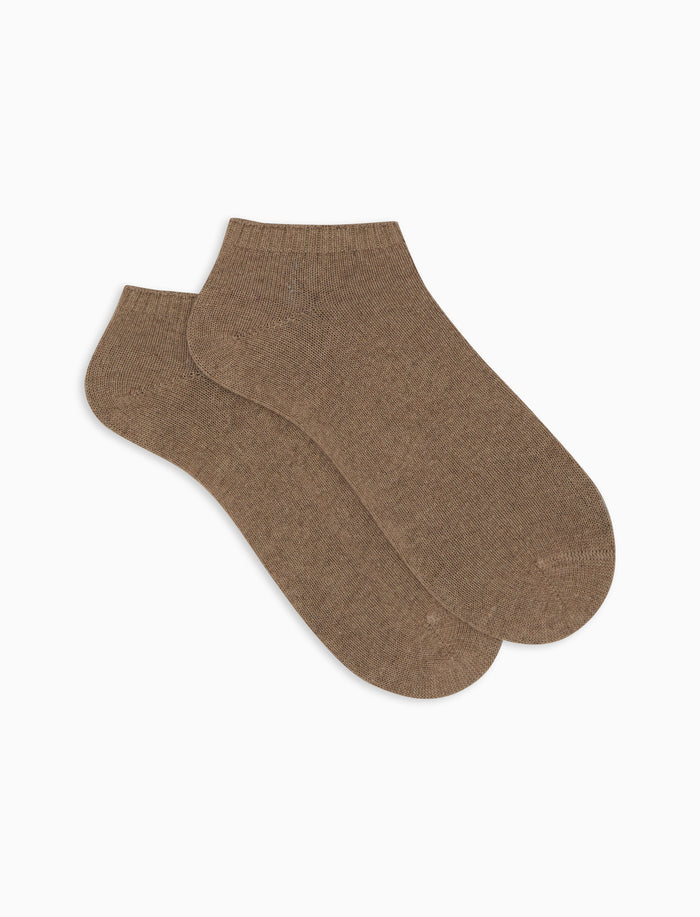 Calze fantasmini donna cashmere beige tinta unita - Gallo 1927 - Official Online Shop