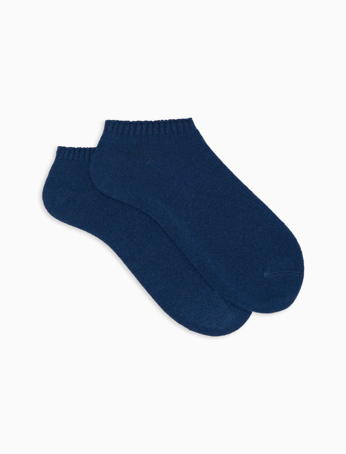 Calze fantasmini donna cashmere blu tinta unita - Gallo 1927 - Official Online Shop