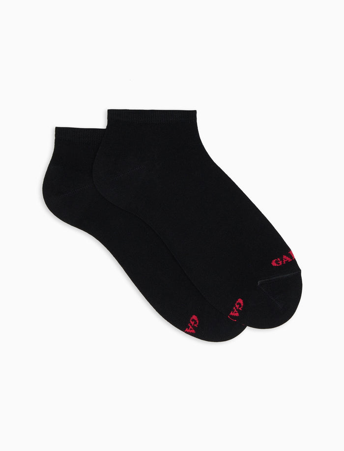 Calze fantasmini donna cotone nero tinta unita - Gallo 1927 - Official Online Shop