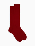 Calze lunghe donna cashmere rosso costa tinta unita - Gallo 1927 - Official Online Shop