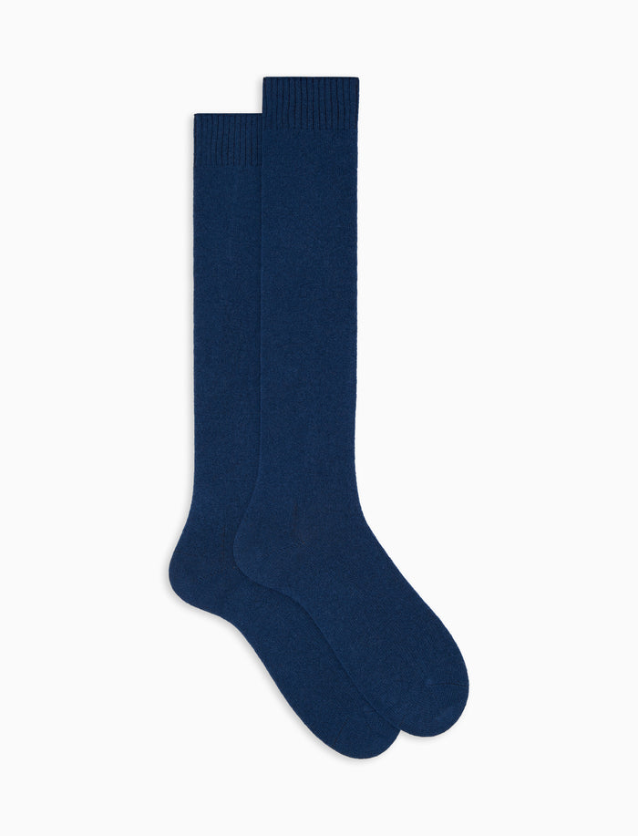 Calze lunghe uomo cashmere azzurro tinta unita - Gallo 1927 - Official Online Shop