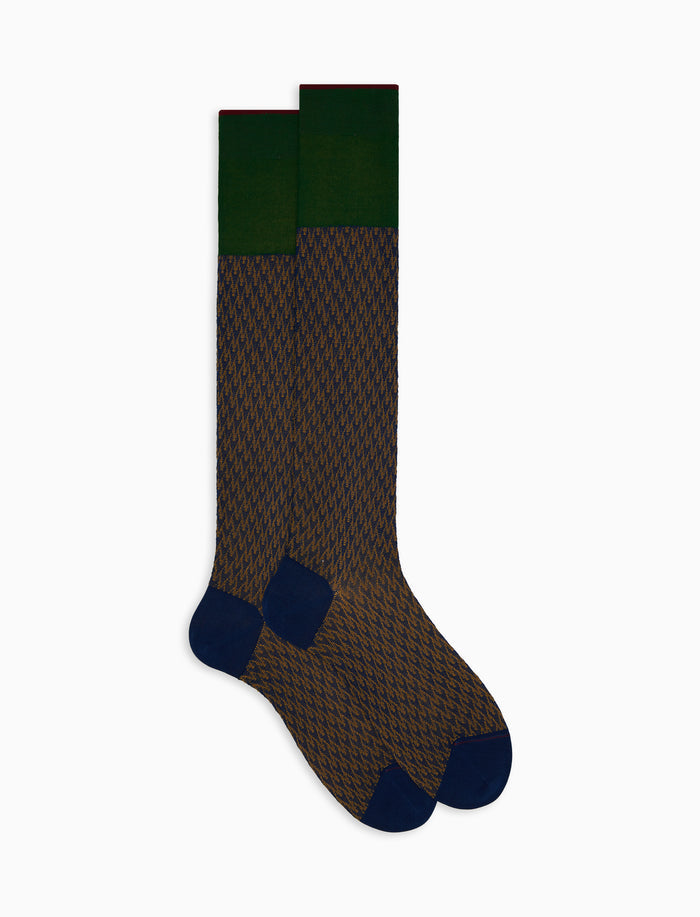 Calze lunghe uomo cotone blu fantasia cravatteria - Gallo 1927 - Official Online Shop