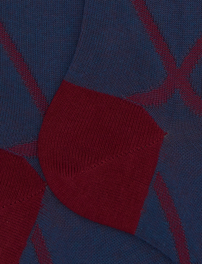 Calze lunghe uomo cotone blu fantasia rombi - Gallo 1927 - Official Online Shop