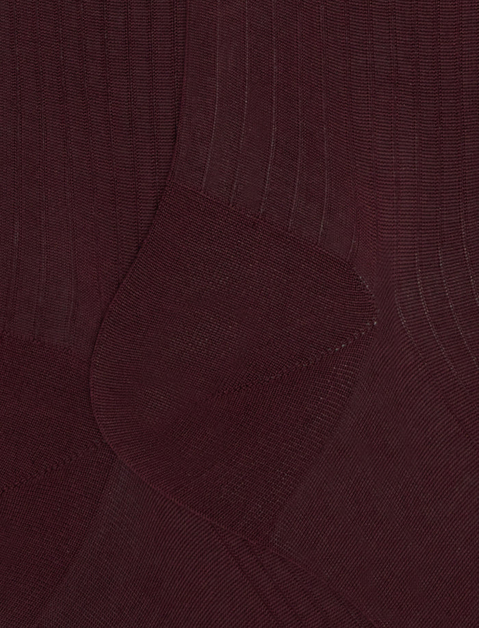 Calze lunghe uomo cotone bordò tinta unita a coste - Gallo 1927 - Official Online Shop
