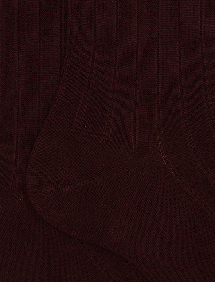 Calze lunghe uomo cotone bordò tinta unita a coste - Gallo 1927 - Official Online Shop