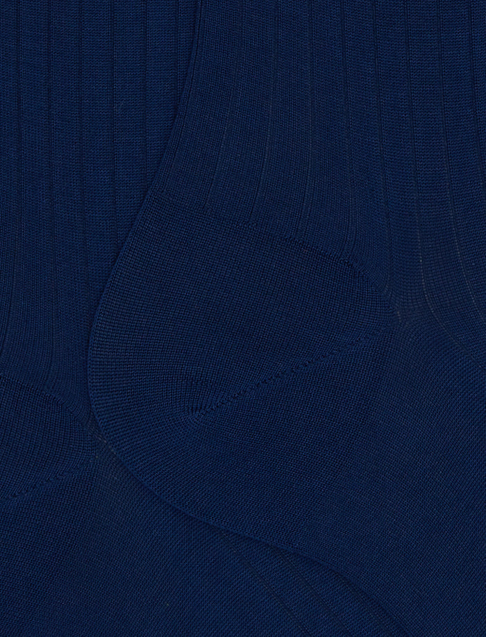 Calze lunghe uomo cotone costa tinta unita blu - Gallo 1927 - Official Online Shop