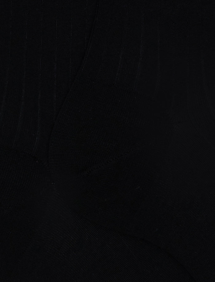 Calze lunghe uomo cotone costa tinta unita nero - Gallo 1927 - Official Online Shop