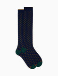 Calze lunghe uomo cotone fantasia pois blu - Gallo 1927 - Official Online Shop