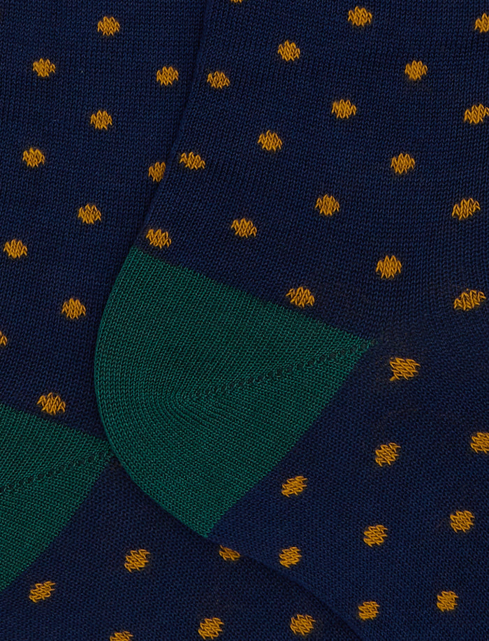 Calze lunghe uomo cotone fantasia pois blu - Gallo 1927 - Official Online Shop