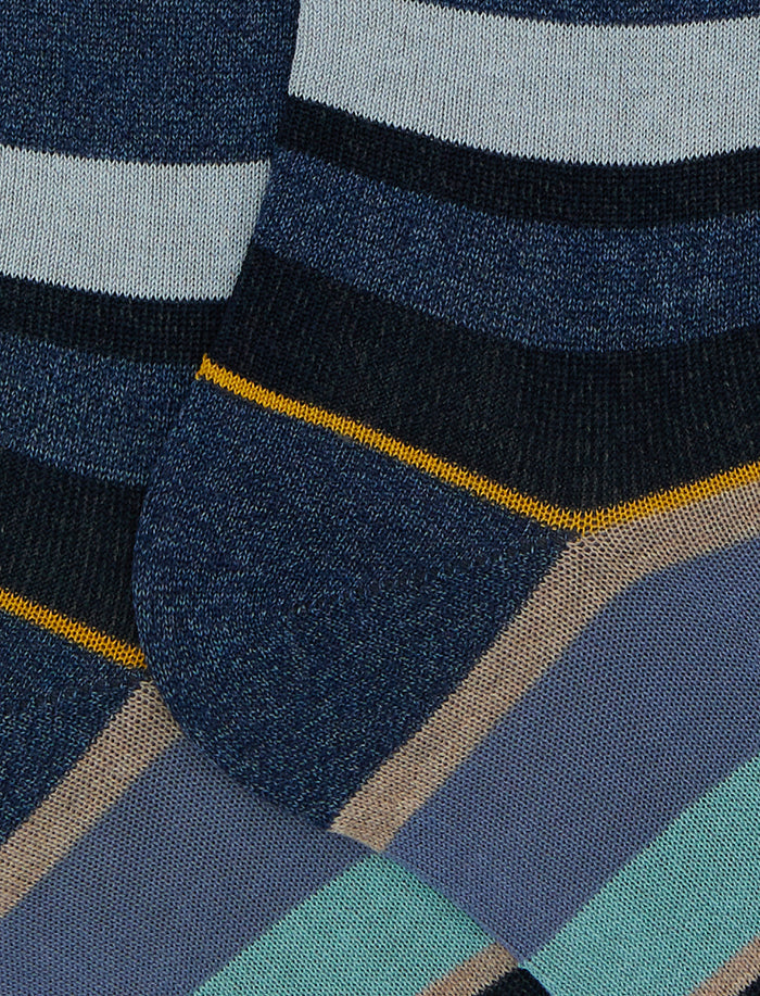 Calze lunghe uomo cotone righe multicolor blu - Gallo 1927 - Official Online Shop