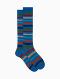 Calze lunghe uomo cotone righe pari azzurro - Gallo 1927 - Official Online Shop