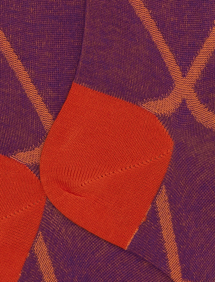 Calze lunghe uomo cotone viola fantasia rombi - Gallo 1927 - Official Online Shop