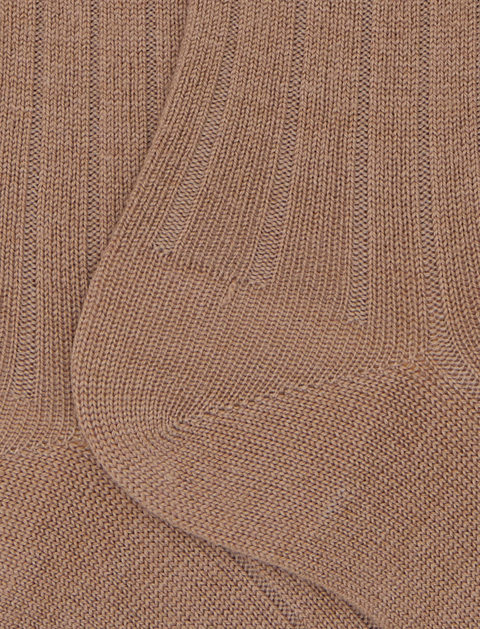 Calze lunghe uomo lana beige a coste tinta unita - Gallo 1927 - Official Online Shop