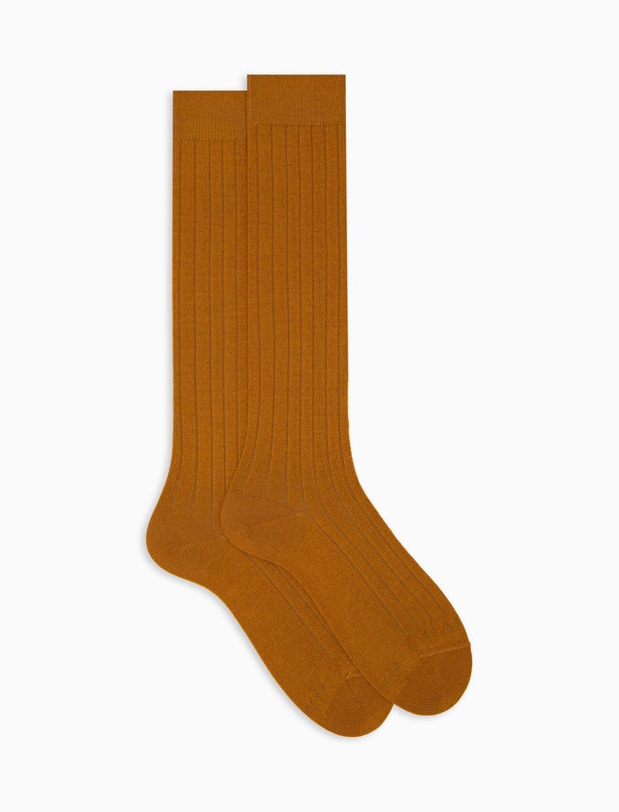 Calze lunghe uomo lana giallo a coste tinta unita - Gallo 1927 - Official Online Shop