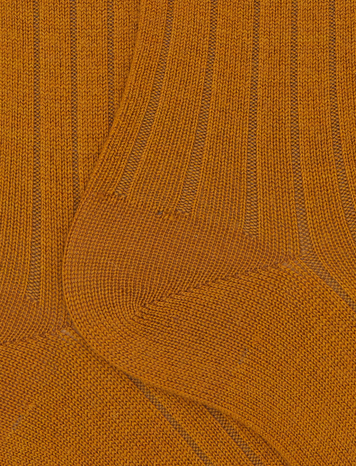 Calze lunghe uomo lana giallo a coste tinta unita - Gallo 1927 - Official Online Shop