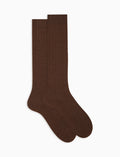 Calze lunghe uomo lana marrone a coste tinta unita - Gallo 1927 - Official Online Shop