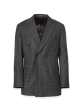 Product Image of Charcoal Wool Windowpane Double Breasted Peak Lapel Suit Jacket-Charcoal