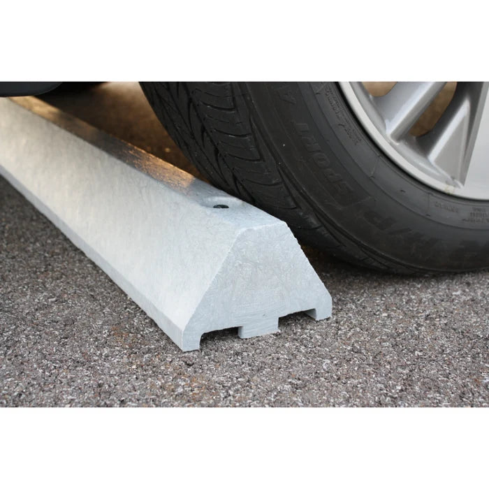 Checkers Parking Stop Curb - Gray - 4' Feet Long - Solid Plastic - No Hardware - CS4S-G