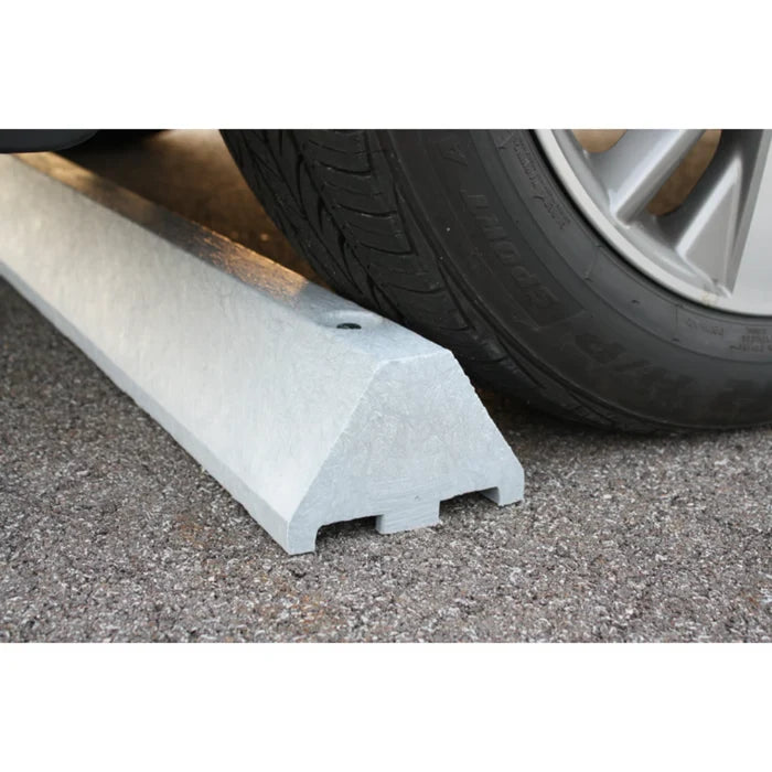 Checkers Parking Stop Curb - Gray - Solid Plastic - 6' Feet Long with Steel Spikes - CS6S-SG