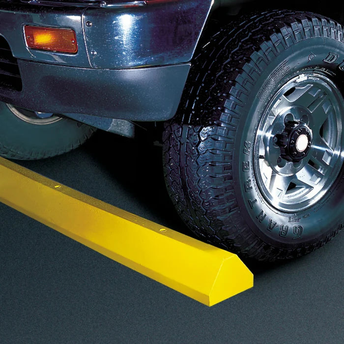 Checkers Parking Stop Curb - Yellow - Solid Plastic - 6' Feet Long - No Hardware - CS6S-Y