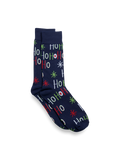 Product Image of Christmas Motif Cotton Blend Sock-Navy Multi