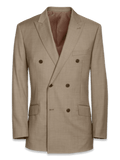 Product Image of Classic Fit Sharkskin Double Breasted Peak Lapel Suit Jacket-Tan