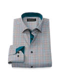 Product Image of Comfort Stretch Non-iron Check Dress Shirt With Contrast Trim-Black Multi
