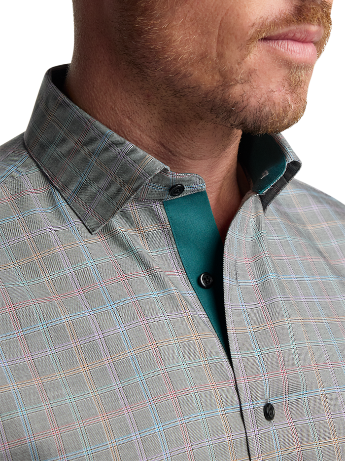 Alternate Image of Comfort Stretch Non-iron Check Dress Shirt With Contrast Trim-2