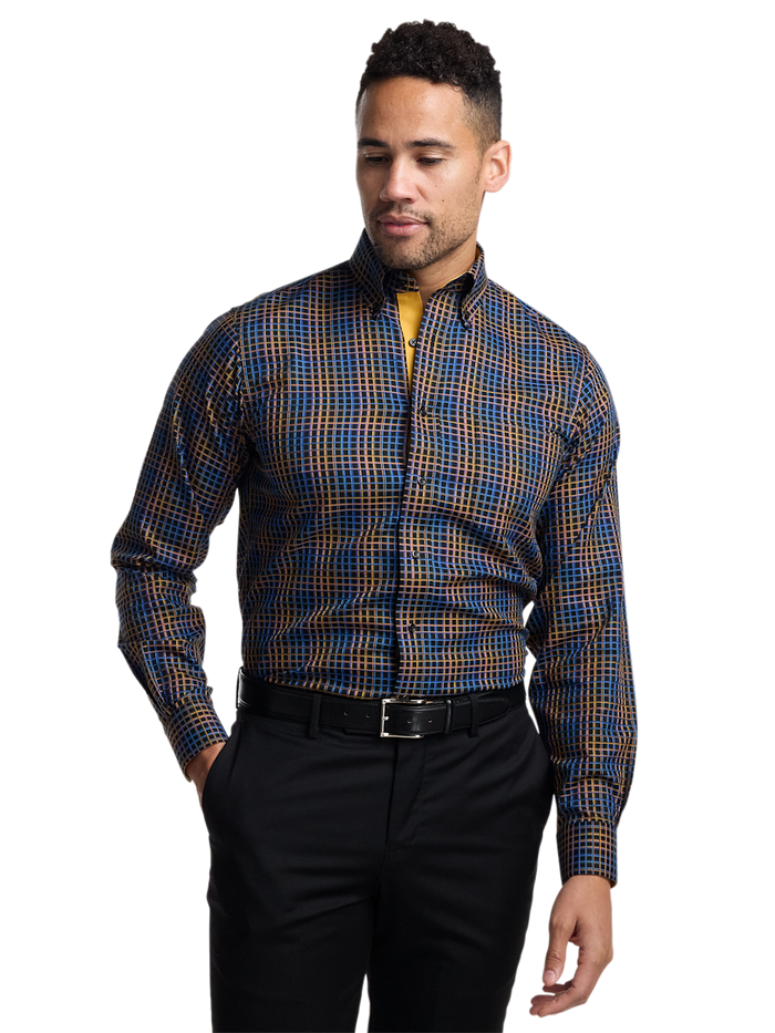 Alternate Image of Comfort Stretch Non-iron Check Dress Shirt With Contrast Trim-1