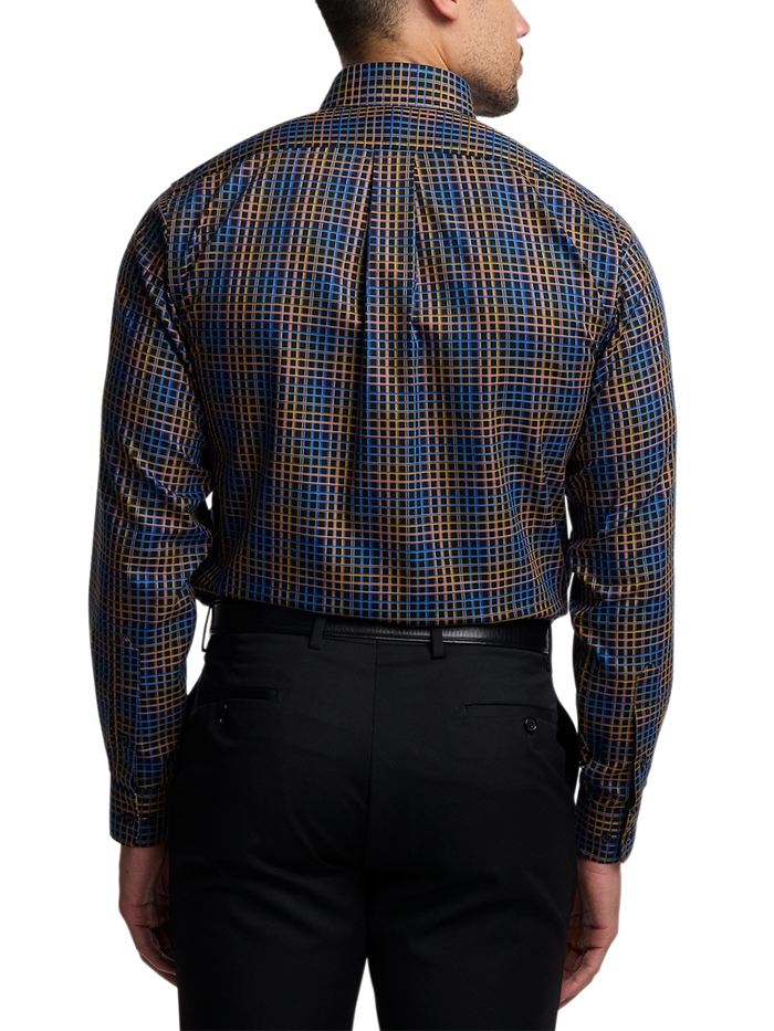Alternate Image of Comfort Stretch Non-iron Check Dress Shirt With Contrast Trim-4