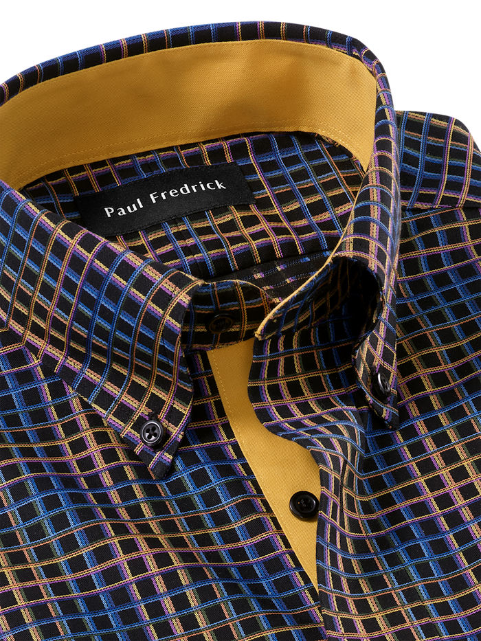 Alternate Image of Comfort Stretch Non-iron Check Dress Shirt With Contrast Trim-6