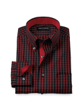 Product Image of Comfort Stretch Non-iron Check Dress Shirt With Contrast Trim-Black/Red